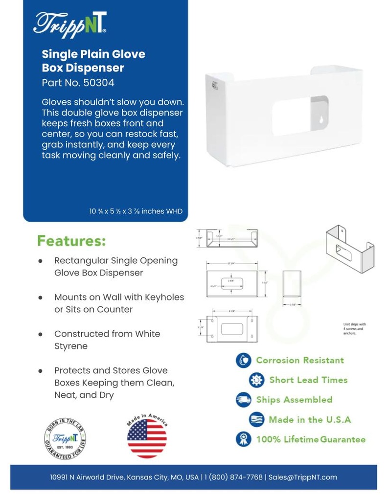 Single Plain Glove Box Dispenser | TrippNT